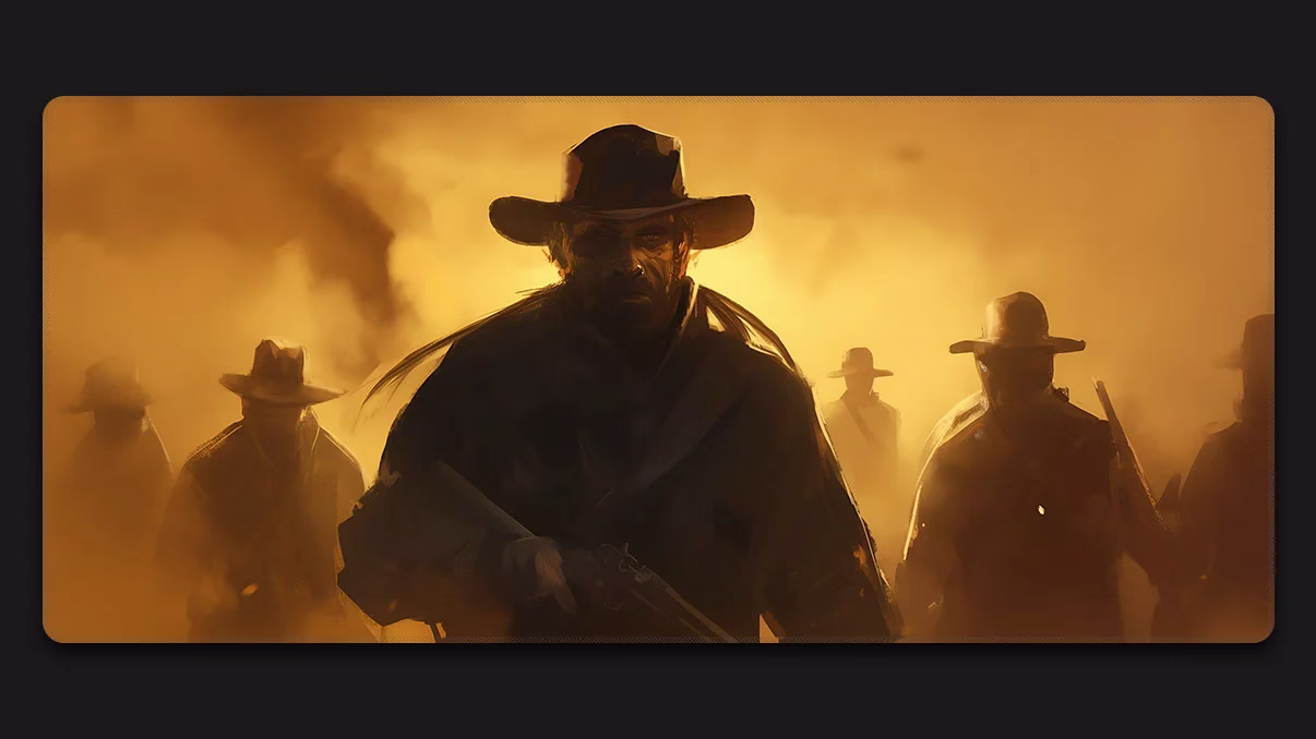 wild west gunslingers dusty gaming desk mat