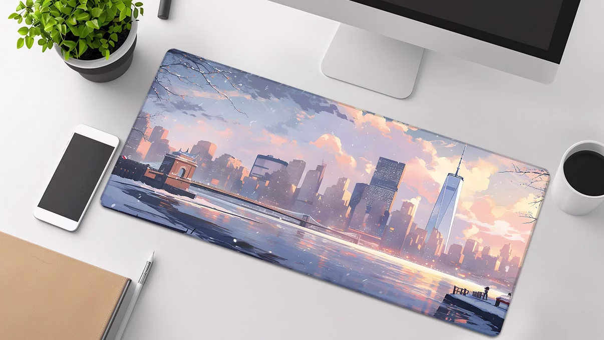 winter new york fantasy desk mat