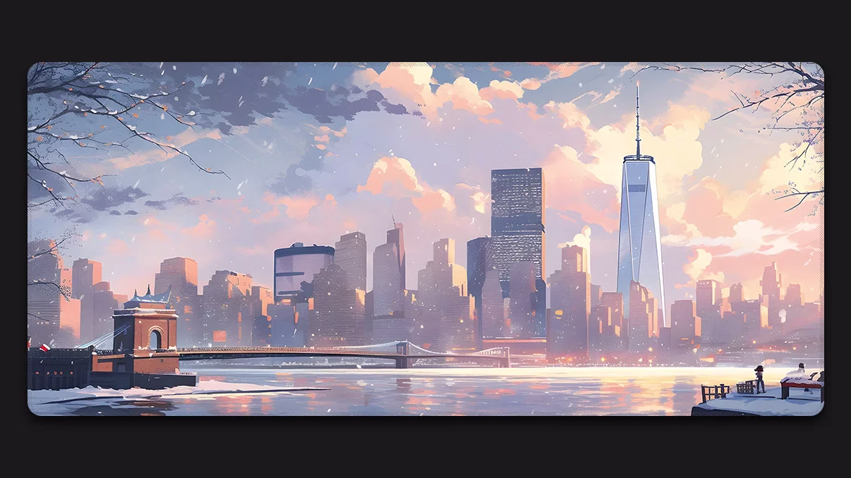 winter new york fantasy desk mat
