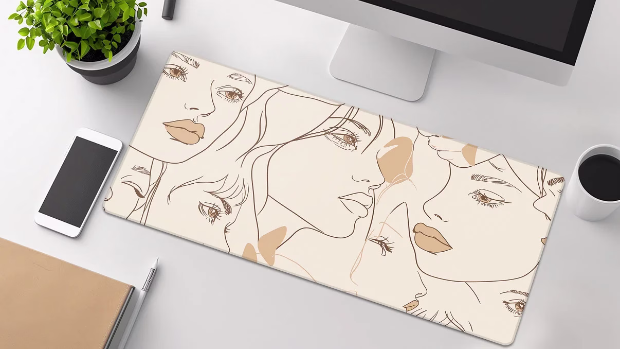 many minimalist faces xxl desk mat