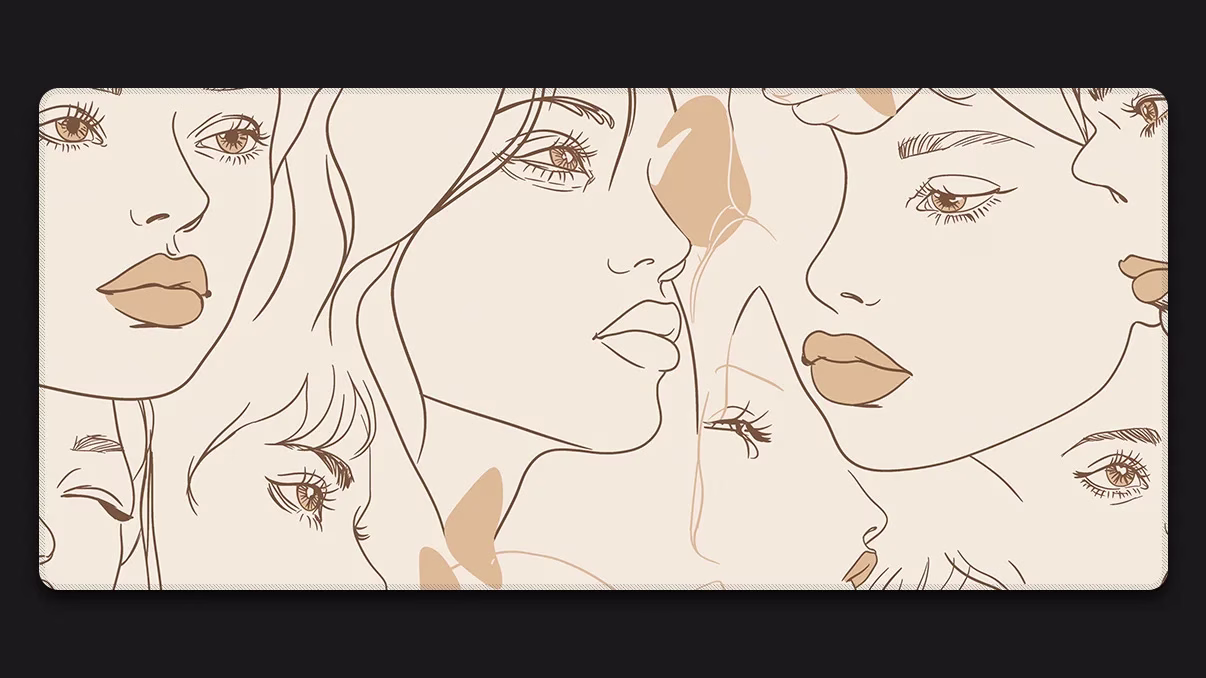 many minimalist faces xxl desk mat